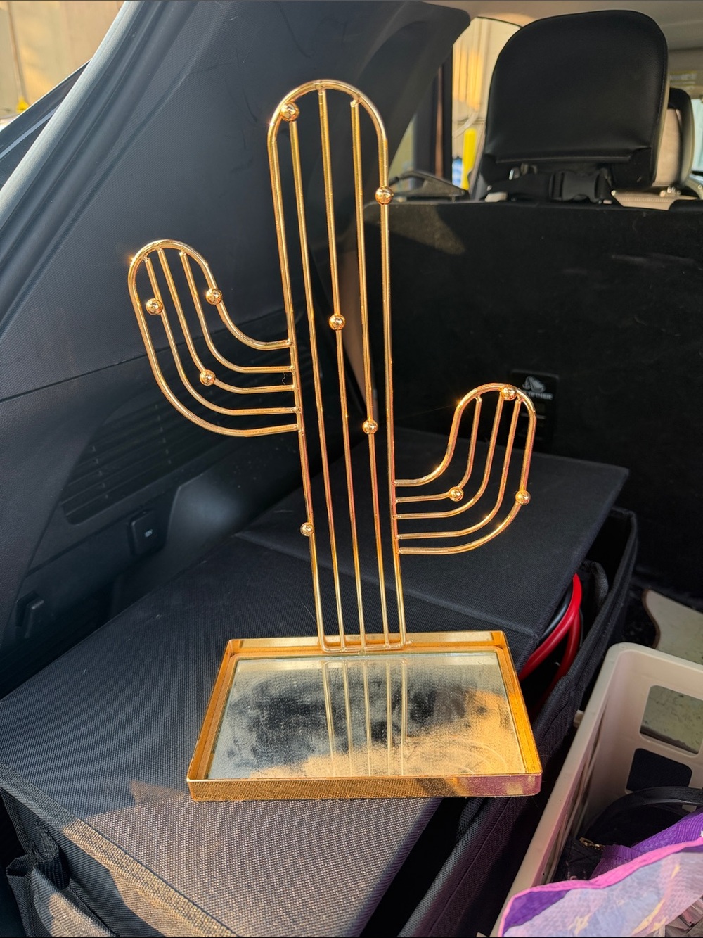 Gold Wire Cactus Jewelry Stand